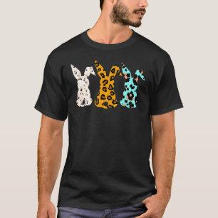 Camiseta Leopard Easter Bunny Rabbit Trio Feliz Pascua