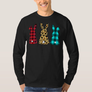 Camiseta Leopard Easter Eggs Bunny Rabbit Trio Cute Mujeres