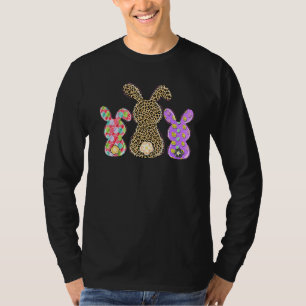 Camiseta Leopard Easter Eggs Bunny Rabbit Trio Cute Mujeres