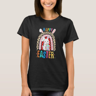 Camiseta Leopard Easter Rainbow Bunny Rabbit Trio Cute Happ