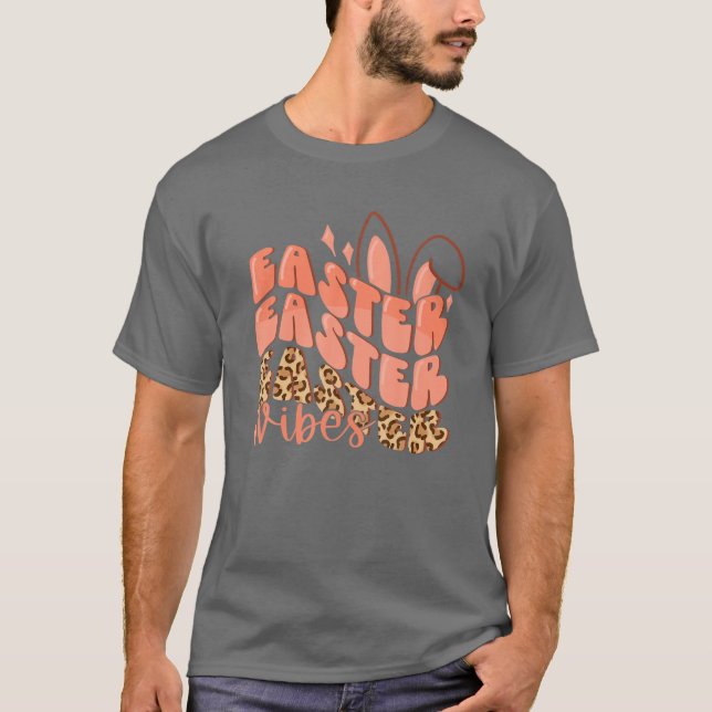 Camiseta Leopard Easter Vibes Cute Easter Bunny Funny Easte (Anverso)
