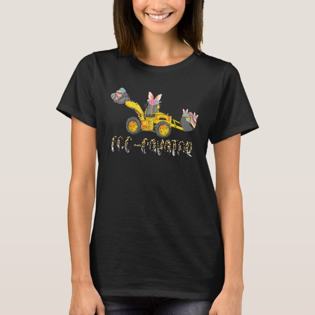 Camiseta Leopard Egg Cavator Happy Easter Day Bunny Tractor (Anverso)