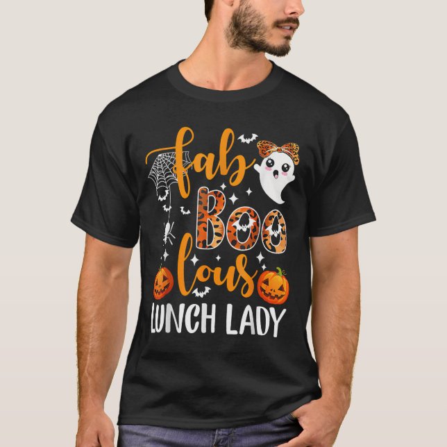 Camiseta Leopard Fab Boo Lous Lunch Lady Matching Group Tee (Anverso)