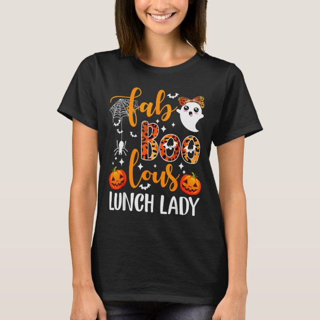 Camiseta Leopard Fab Boo Lous Lunch Lady Matching Group Tee (Anverso)