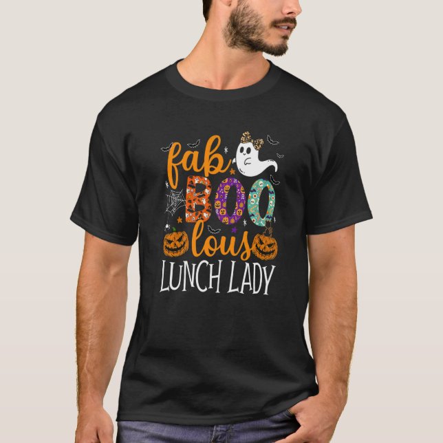 Camiseta Leopard Fab Boo Lous Lunch Lady Team Teacher Spook (Anverso)