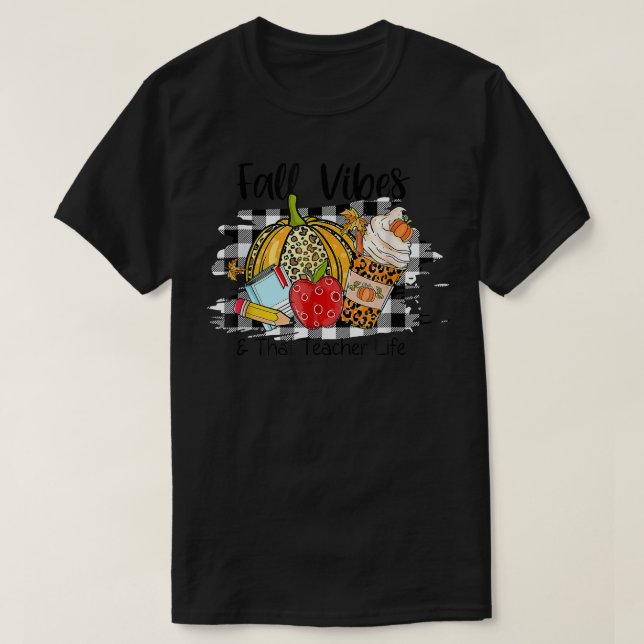 Camiseta Leopard Fall Autumn Vibes Agradecimiento De La Vid (Diseño del anverso)
