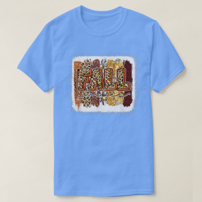Camiseta Leopard Fall Vibes Happy Fall Yall Otoño Thanksgi (Diseño del anverso)