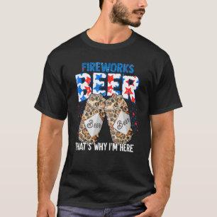 Camiseta Leopard Fireworks & Beer por eso estoy aquí hombre