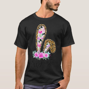 Camiseta Leopard Floral Hoppy Easter & Bunny Ear Family Eas