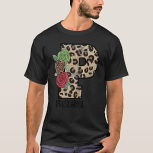 Camiseta Leopard Floral Preescolar Maestra De Vuelta A Sch