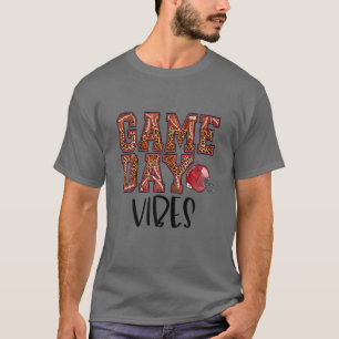 Camiseta Leopard Football Game Day Vibes Tee Football Mom M