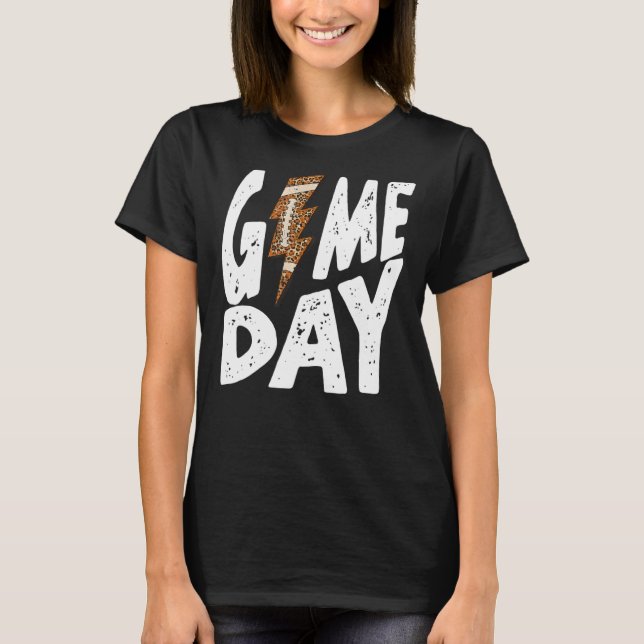 Camiseta Leopard Game Day Football Lightning Bolt (Anverso)