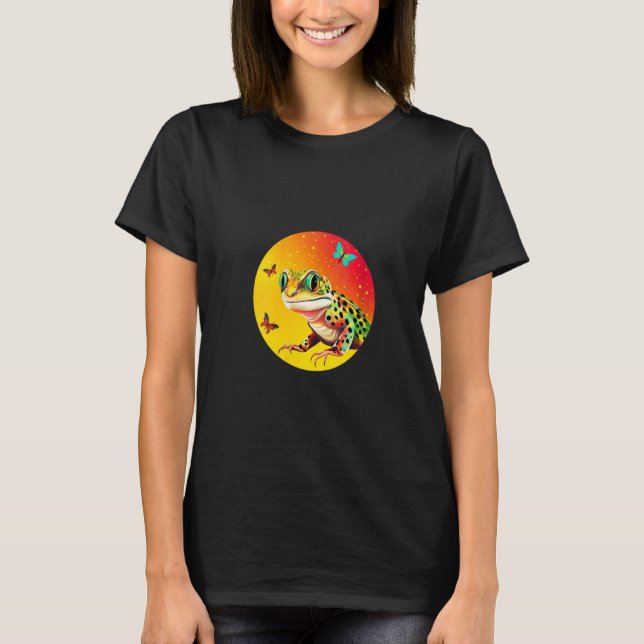 Camiseta Leopard Gecko Butterflies 80 Pop Art Lizard Repti (Anverso)