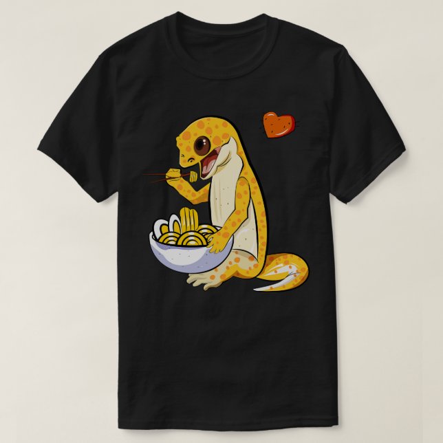 Camiseta Leopard Gecko Comiendo Ramen (Diseño del anverso)
