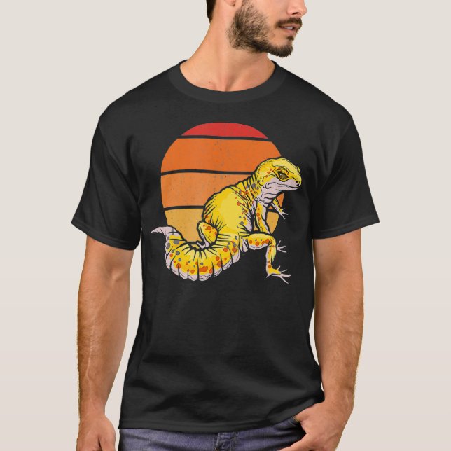 Camiseta Leopard Gecko Retro Vintage Sunset Lizard Reptile (Anverso)