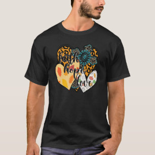 Camiseta Leopard Gemstone Faith Hope Love Jesus Cross Chris