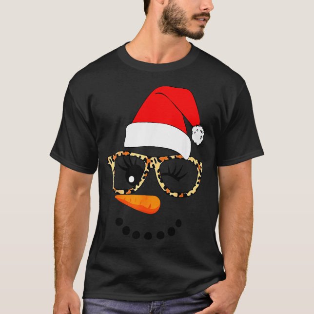 Camiseta Leopard Gles Santa Claus Snowman Face Christmas Co (Anverso)