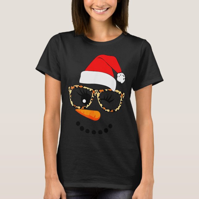 Camiseta Leopard Gles Santa Claus Snowman Face Christmas Co (Anverso)