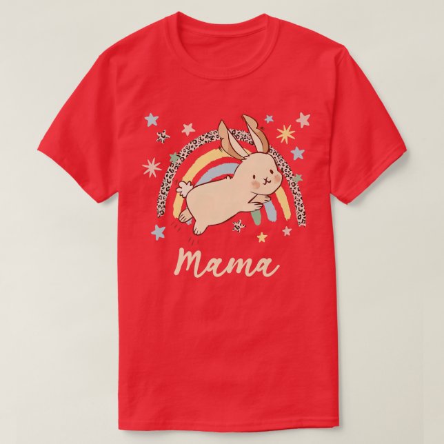 Camiseta Leopard Graphic Rainbow Bunny Mama  (Diseño del anverso)