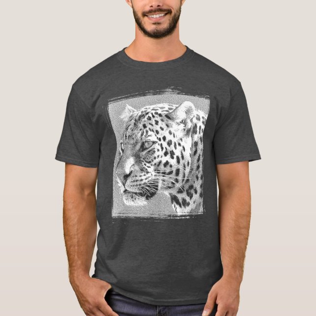 Camiseta Leopard Head Modern Elegant Charcoal Heather (Anverso)