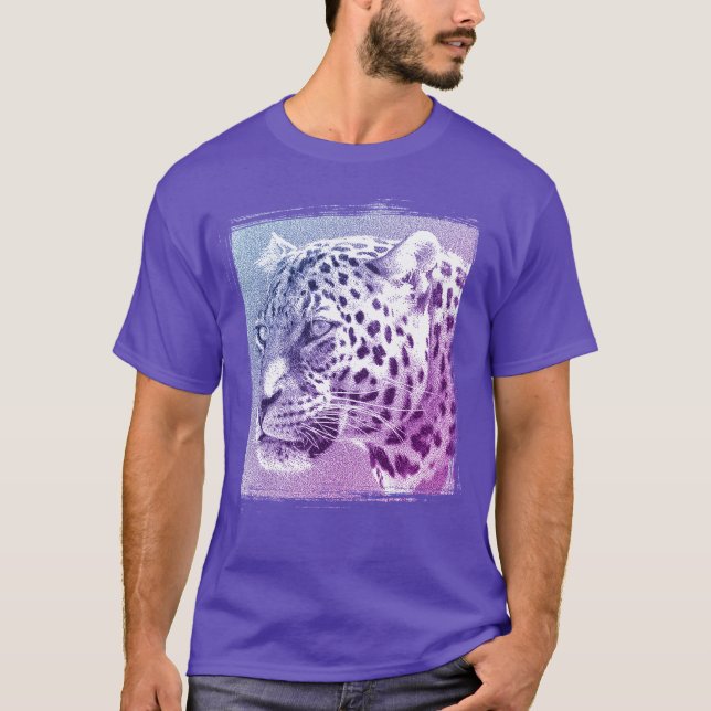 Camiseta Leopard Head Modern Elegant Purple Template (Anverso)