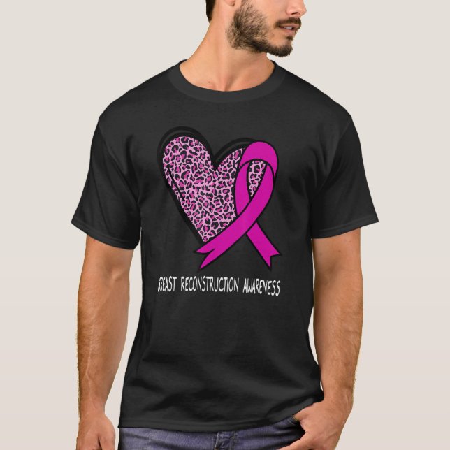 Camiseta Leopard Heart Breast Reconstruction Awareness Pink (Anverso)