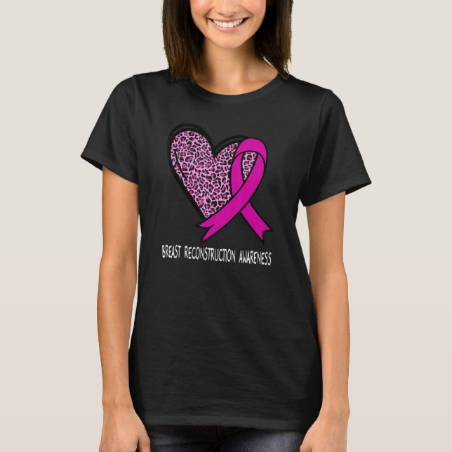 Camiseta Leopard Heart Breast Reconstruction Awareness Pink (Anverso)