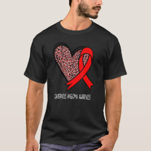 Camiseta Leopard Heart Cavernous Angioma Awareness Red Ribb