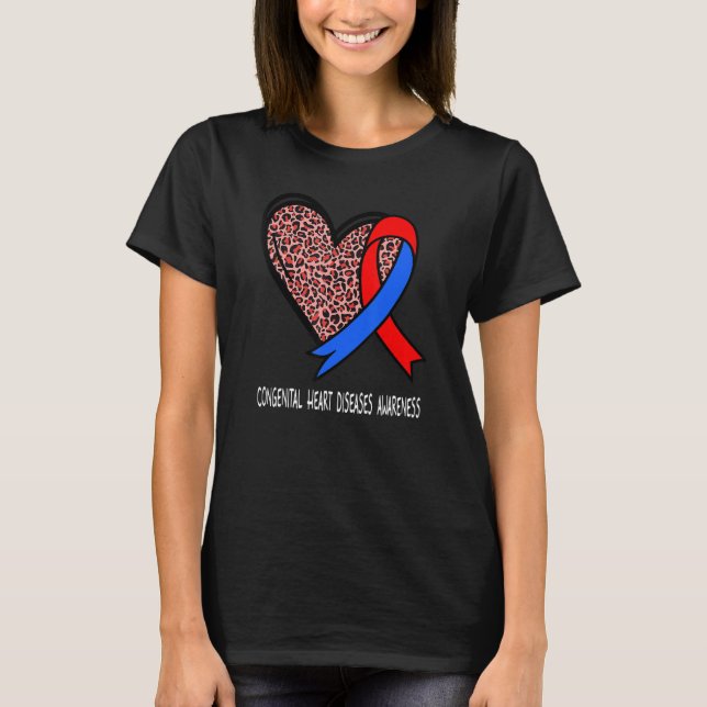 Camiseta Leopard Heart Congenital Heart Diseases Awareness  (Anverso)