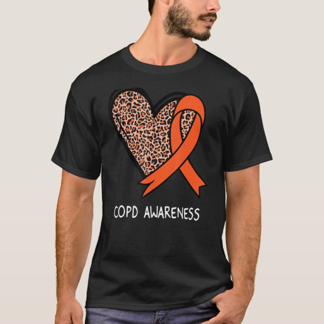 Camiseta Leopard Heart COPD Awareness Orange Ribbon (Anverso)
