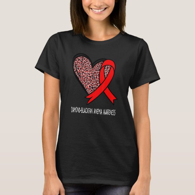 Camiseta Leopard Heart Diamond Blackfan Anemia Awareness Re (Anverso)