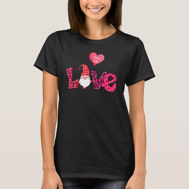Camiseta Leopard Heart Gnome Love Para Life Valentine's Day (Anverso)