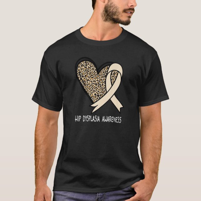 Camiseta Leopard Heart Hip Dysplasia Sensibilización Cinta  (Anverso)