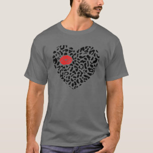 Camiseta Leopard Heart Lips Kiss Feliz Día de San Valentín