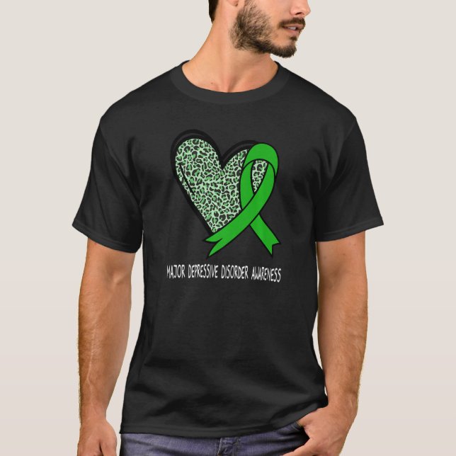Camiseta Leopard Heart Major Depressive Disorder Awareness  (Anverso)