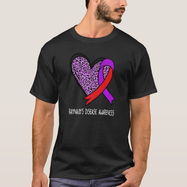 Camiseta Leopard Heart Raynaudu2019s Disease Awareness Purp (Anverso)