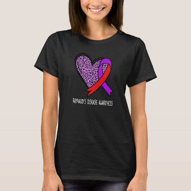 Camiseta Leopard Heart Raynaudu2019s Disease Awareness Purp (Anverso)