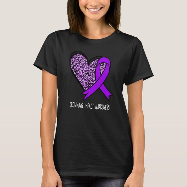 Camiseta Leopard Heart xx Awareness Purple Ribbon (Anverso)
