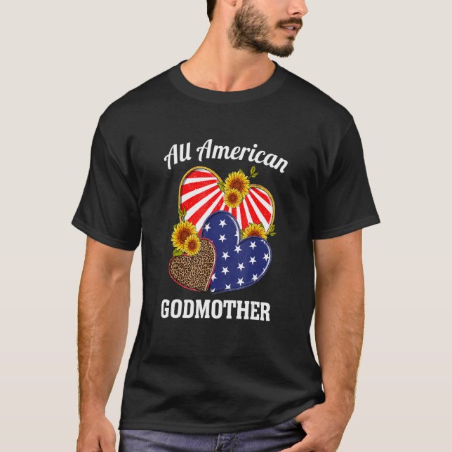 Camiseta Leopard Hearts All American GodMother Patriotic In (Anverso)