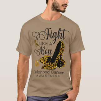 Camiseta Leopard Heels Fight Like A Boss Childhood Cancer A