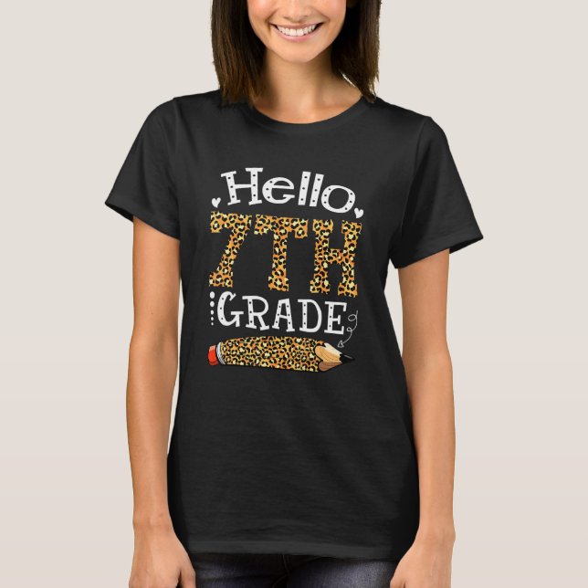 Camiseta Leopard Hello 7º Grado De Vuelta A La Escuela Firs (Anverso)