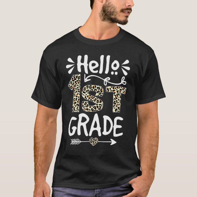 Camiseta Leopard Hello Estudiante De Primer Grado De Docent (Anverso)