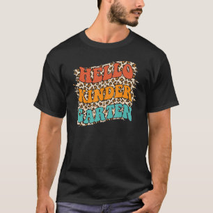 Camiseta Leopard Hello Estudiantes de kindergarten de vuelt
