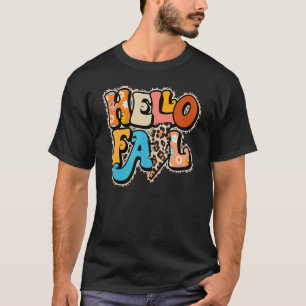 Camiseta Leopard Hello Fall Fun Pumpkin Patch Fall otoño