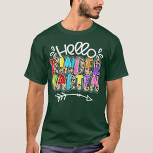 Camiseta Leopard Hello Kindergarten Teacher Kids First Day 