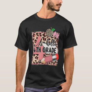 Camiseta Leopard Hello Maestra De 4º Grado Primer Día De La