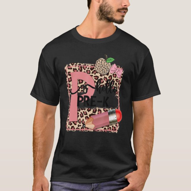 Camiseta Leopard Hello Profesora Preescolar De Preescolar D (Anverso)