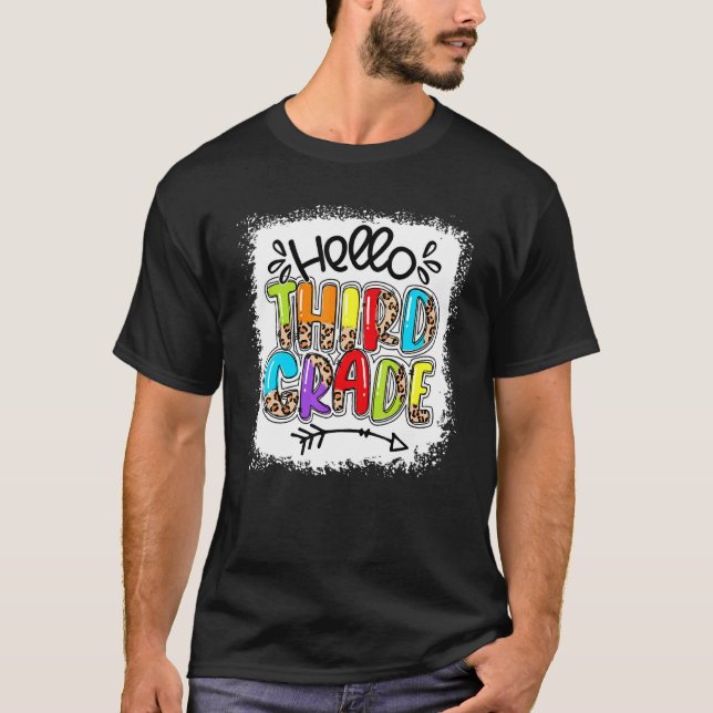 Camiseta Leopard Hello Tercer Grado Maestra Primer Día de (Anverso)