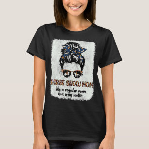 Camiseta Leopard Horse Show Mom Messy Bun Equestrian Cute M
