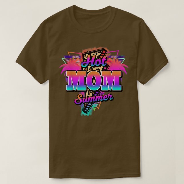 Camiseta Leopard Hot Mom Summer, Mother Vacation Beach Summ (Diseño del anverso)